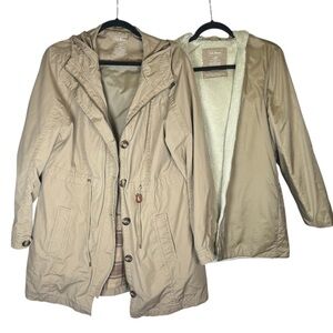 L.L. Bean Tan Zip Out Removable Layer Jacket/Coat. Size Large.